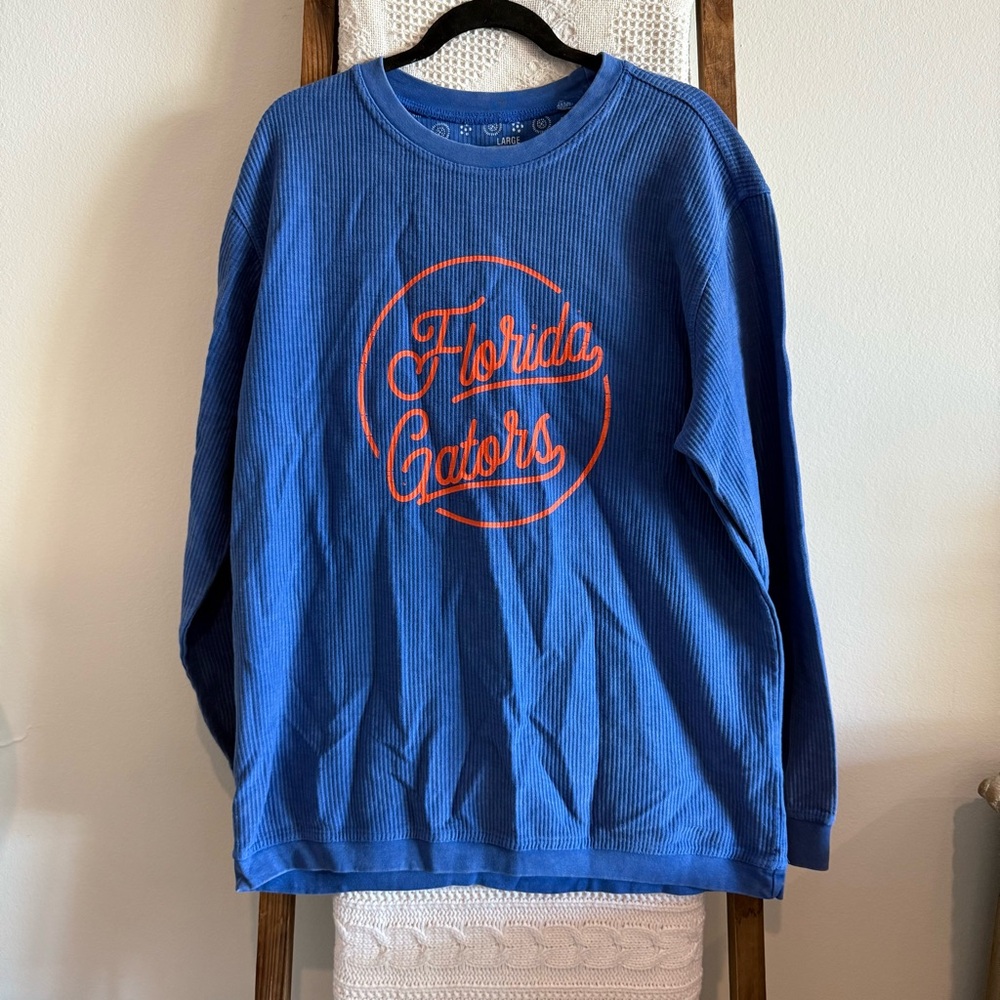 Florida Gators Pressbox Cord Vintage Wash Blue Crewneck Pullover Sweatshirt